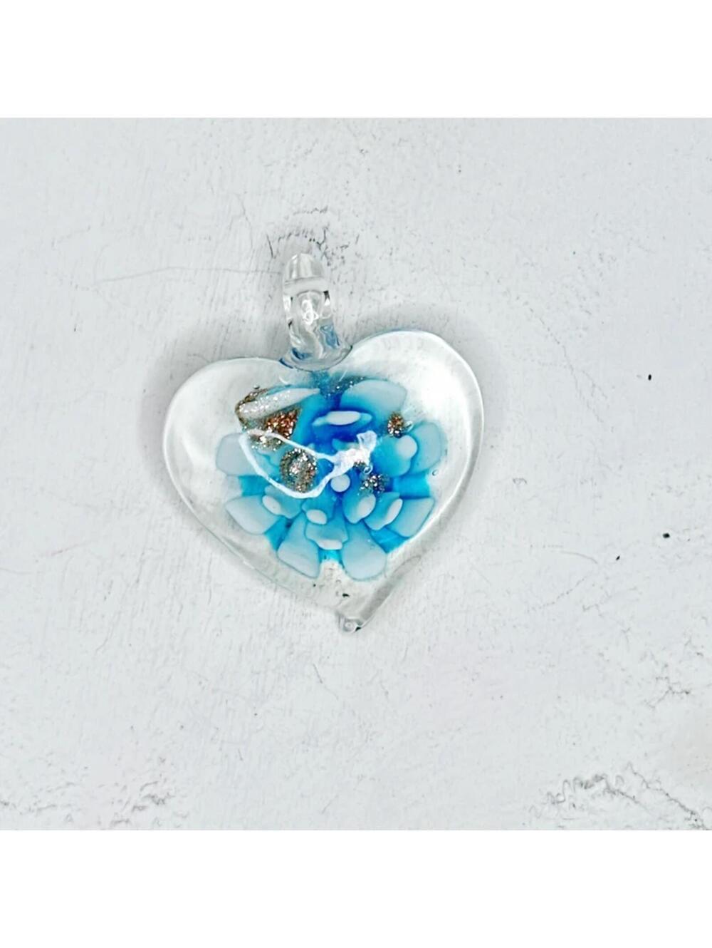5911u. Blue Heart Glass Pendant